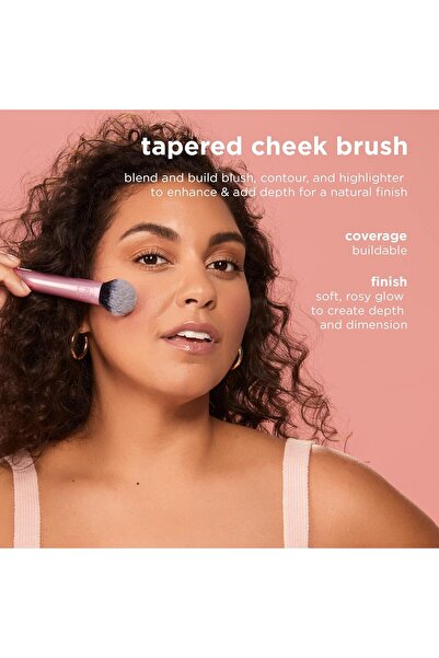 Real Techniques Tapered Cheek Makeup Brush, For Blush, Highlighter, Loose, Or Pressed Powder, Blush