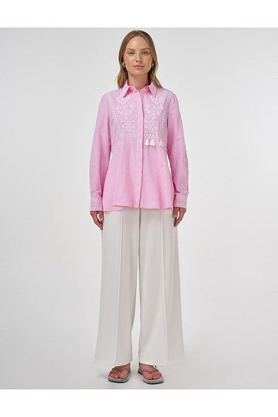 Kayra Βαμβακερή μπλούζα Etamin Κεντημένη Candy Pink