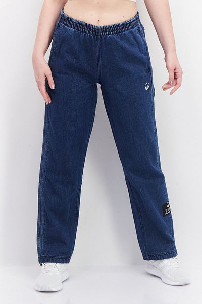adidas Women Regular Fit Mid Waist Denim Pants, Blue Indigo