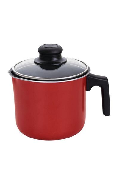 Generic PARFAIT Durable Aluminium Non-Stick Milk Pot with Lid Red and Black HMSP-03-R