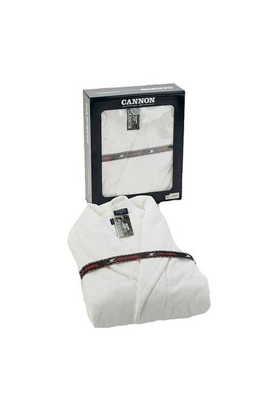 Generic Cannon Combed Cotton Snug and Secure Fit Plain Bath Robe for Men White