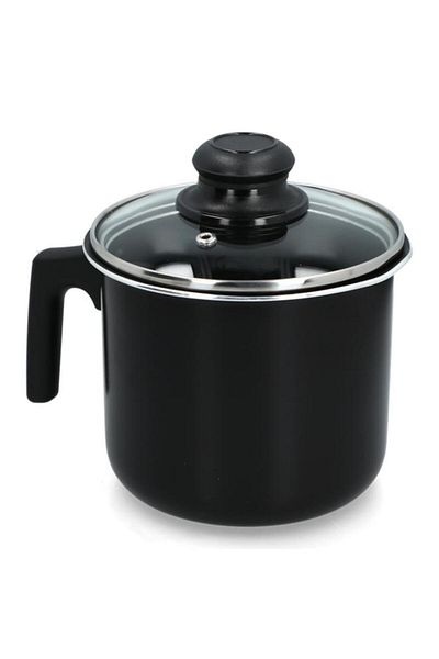 Generic PARFAIT Durable Aluminium Non-Stick Milk Pot with Lid Black and Clear HMSP-03-B