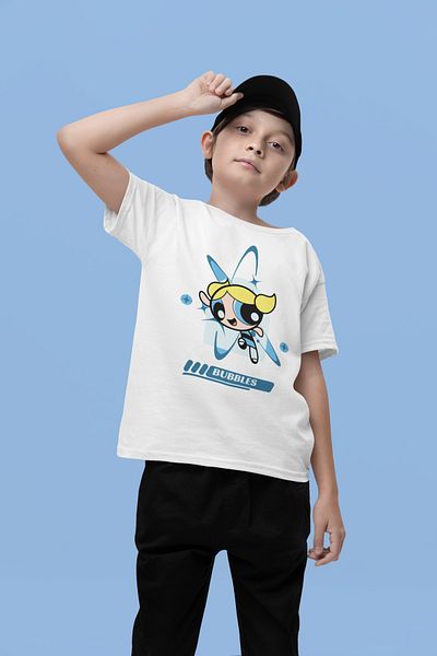 SEVBANO Tricou pentru copii unisex cu desene animate Power Puff Girls Bubbles (vârsta 1-12)