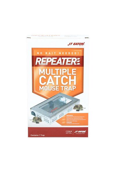 Generic JT Eaton Non-Jamming Repeater Multiple Catch Steel Mouse Trap with Window Silver and Clear