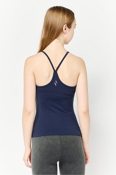 SKECHERS Women Sportswear Fit Sleeveless Padded Training Top, Navy