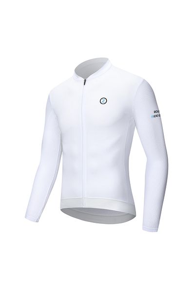 Choice M White ZRSE Men's Cycling Jersey with Long Sleeve UPF 50+ Anti-UV Slim Fit Breathable Cycling Maill