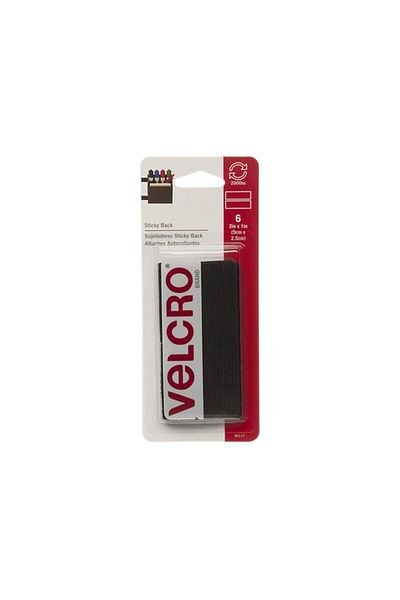 Generic Velcro 6-Piece Sticky Back Strips Black 2 x 1inch