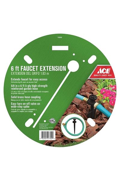 ACE 5-Ply Medium Duty High Strength Reinforced Faucet Hose Extender Green and Black 5/8inch x 6ft