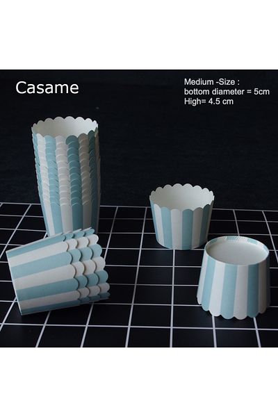 Choice Blue stripe 50pcs Solid Color Baking Cup Cupcake Liners Cake Cups Candy Cups Paper Dessert Cups Rain