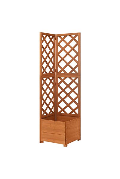 vidaxl حوض زراعة زاوية مع تعريشة 40×40×150 سم مصنوع من خشب التنوب الصلب