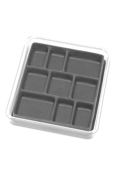 Generic صينية مجوهرات قابلة للتكديس من ويتمور، 9 أقسام، رمادية وشفافة، 6483-4359-رمادي