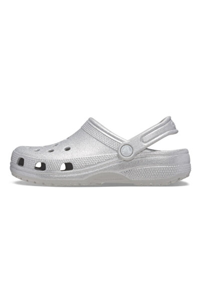 Crocs sabot clasic cu sclipici - sclipici argintiu