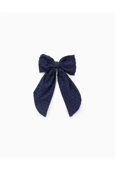 Ziddy Hair Clip with Plumeti Bow for Babies and Girls, Dark Blue
