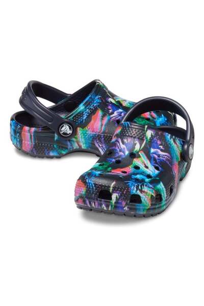 Crocs Saboti Classic Sabot pentru copii mici, cu model dino - bleumarin închis/multicolor