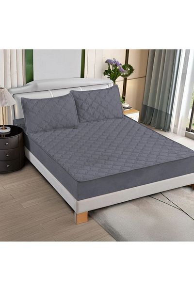 OEM Quilted bed cover and 2 velvet pillowcases 180x200cm, with elastic, topper model