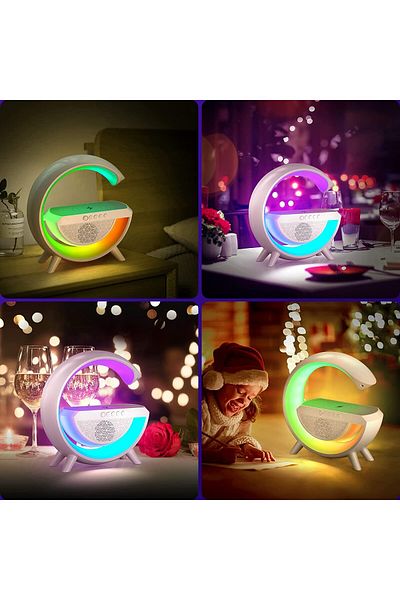 Generic Rechargeable 3 in 1 Wireless Charger and Bluetooth Speaker and Night Light in Multicolour