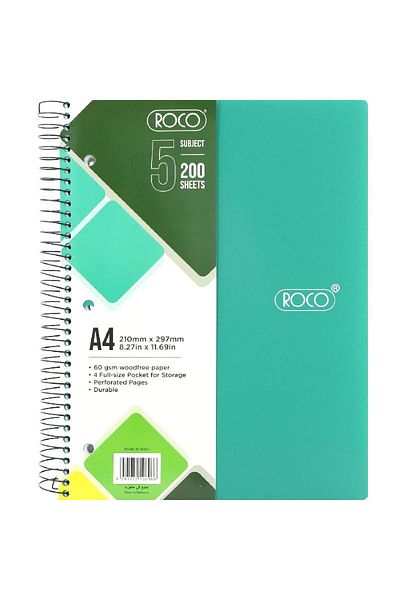 Roco Neon Green Lined Notebook A4 - 200 Sheets