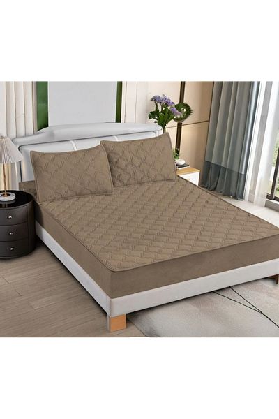 OEM Quilted bed cover and 2 velvet pillowcases 180x200cm, with elastic, topper model