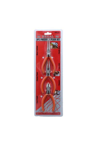 Generic Regal Tools 3-Piece Drop Forged Chrome Plated Precision Plier Set Orange and Silver PPS-5