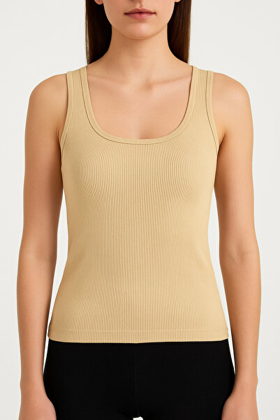 JENİKA Donaten Women's Ribbed Look Thick Strap Basic Skin Color Undershirt