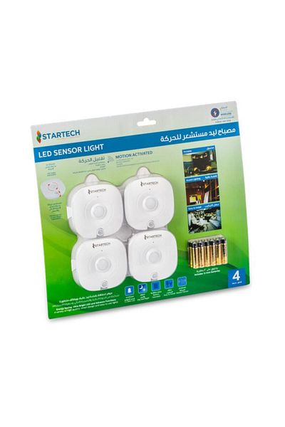 Generic StarTech 4-Piece Energy Saving Motion-Activated Rotatable LED Sensor Light White