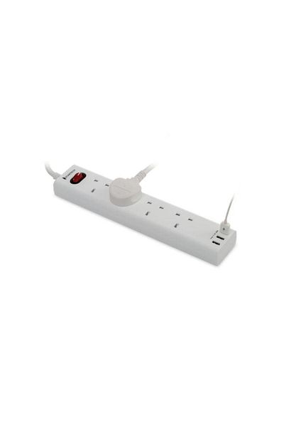 Generic StarTech Startech 2860W 13A 4-Way 3-USB Port Indoor Extension Cord White 3m