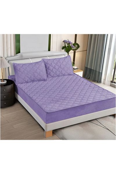 OEM Quilted bed cover and 2 velvet pillowcases 180x200cm, with elastic, topper model