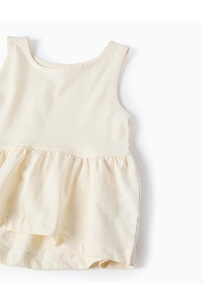 Ziddy Asymmetric Top with Ruffles for Girls, Beige