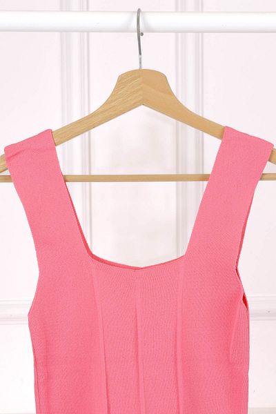 İmajButik Μπλούζα με τετράγωνο γιακά Mercerized ροζ