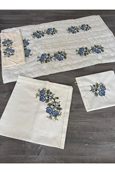 NAKIŞÇEYİZ 4' LÜ TAKIM NAKIŞ İŞLEME SECCADE (HAVLU-BOHÇA-SECCADE-KUR'AN-I KER...