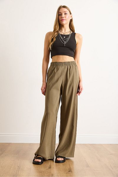 Olalook Γυναικείο χακί Modal Beli Elastic Pocket Flowy Παντελόνι PNT-19000353
