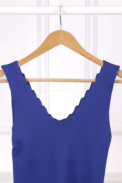 İmajButik Μπλούζα Saks Blue Mercerized με λαιμόκοψη V
