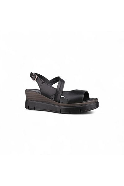 M.P. Women's Casual Sandals - Black, Leather