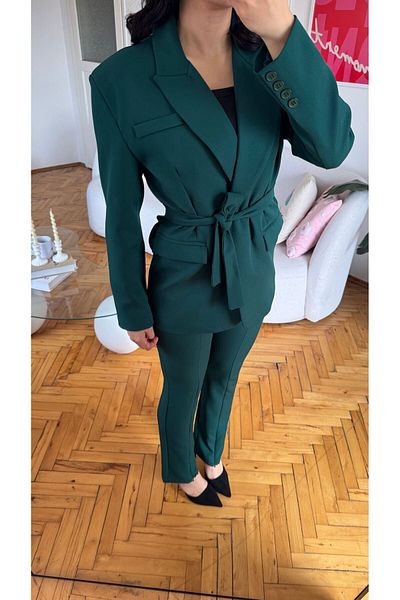 MYGİYİMİSTANBUL Tie-Up Blazer Jacket Spanish Zipper Leg Pants Suit