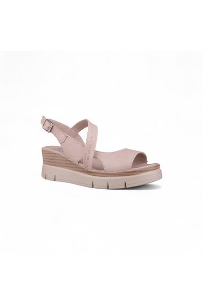 M.P. Women's daily sandals - beige, leather