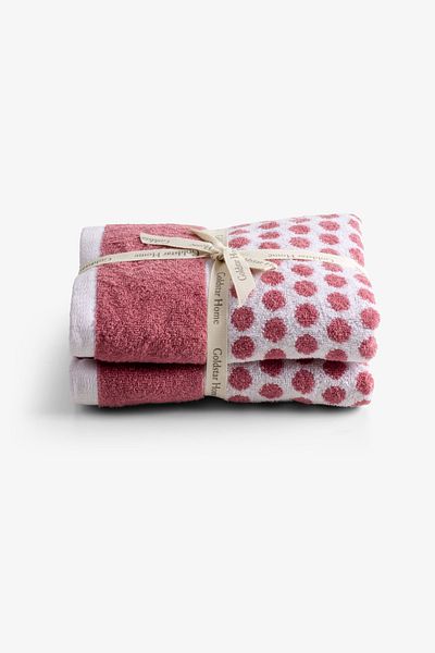 Goldstar Home Dots 2-Piece Face Towel Set 50X90 Fuchsia