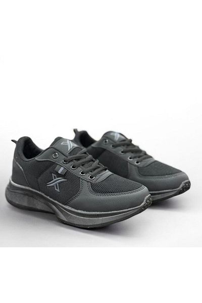 KANTEX Unisex Daily Black Anatomical Flexible Sole Lace-Up Sports Shoes Ergonomic Comfortable Breathable018M-G
