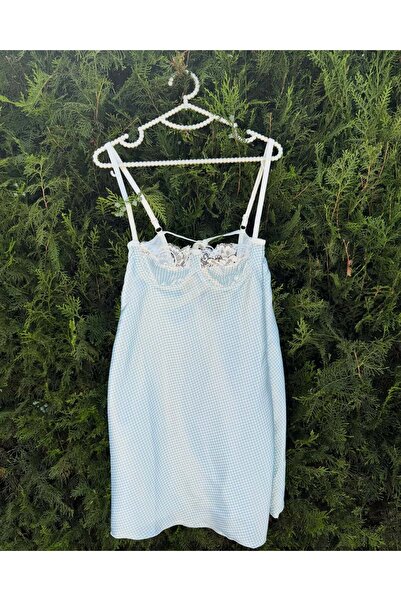 JUPİEL Stella Lingerie Women's Square Lace Detailed Mini Nightgown