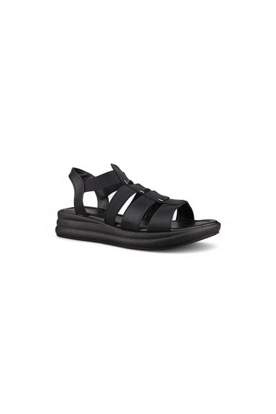 M.P. Women's black daily sandals - black, leather