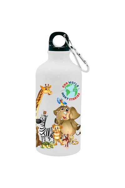 SiestaSafari Kids Water Bottle 500 ml One World Many Stories Animal Safari, for School, Sports, Travel