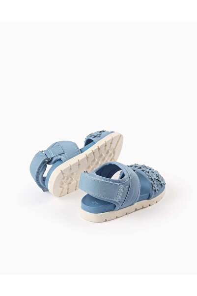 Ziddy Sandals with Flowers for Baby Girls, Blue