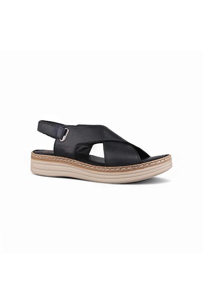 M.P. Women's black daily sandals - black, leather