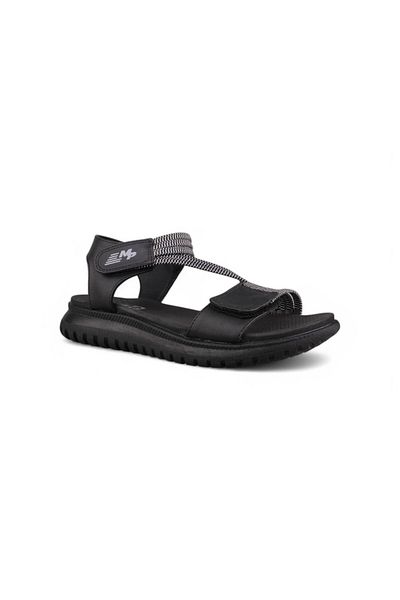 M.P. Women's black daily sandals - black, leather