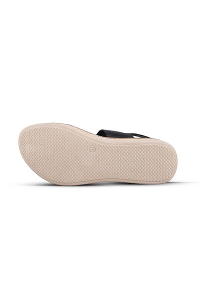 M.P. Women's Black Casual Sandals - Black, Leather