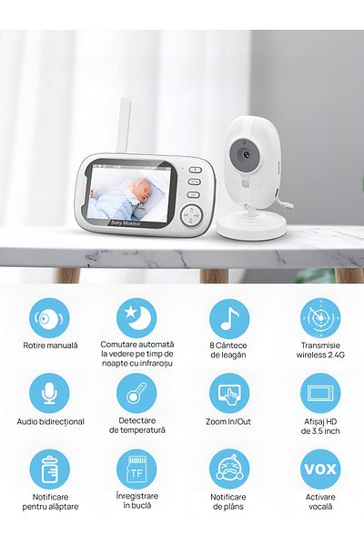 PERFORMTECH Baby Monitor WiFi Performtech™ NightVision HD, Suport Baby Monitor, Flexibil si Stabil