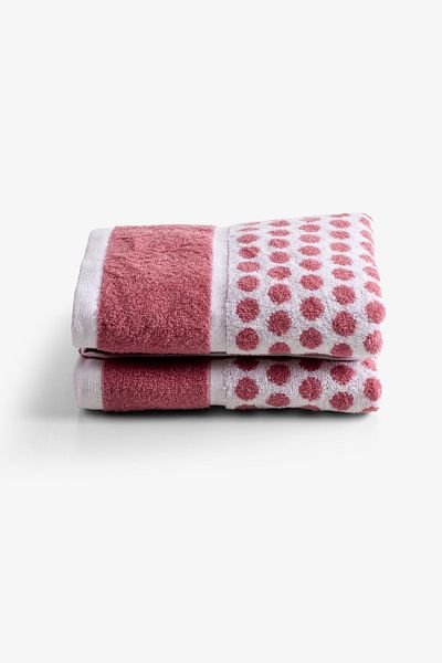 Goldstar Home Dots 2-Piece Face Towel Set 50X90 Fuchsia
