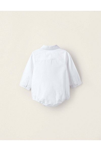 Ziddy Oxford Cotton Body for Newborn Boys, White