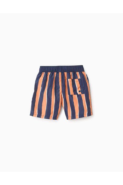 Ziddy Striped Swim Shorts for Boys, Blue/Orange
