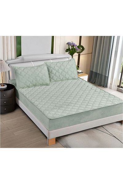 OEM Quilted bed cover and 2 velvet pillowcases 180x200cm, with elastic, topper model