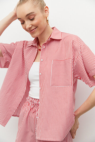 urban focus Çizgili Kısa Kol Gömlek